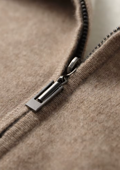 Premium Cashmere Two Tone Zipper Hoodie | Solmar