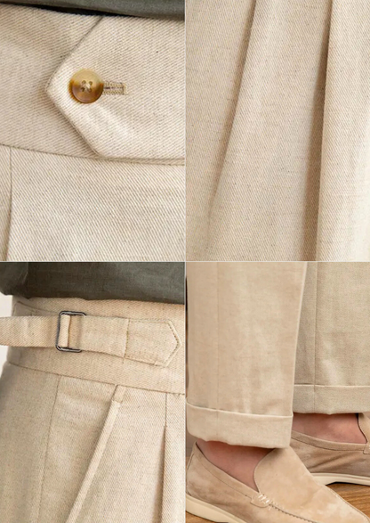 Napoli Pleated Coastal Trousers - Sand | Solmar