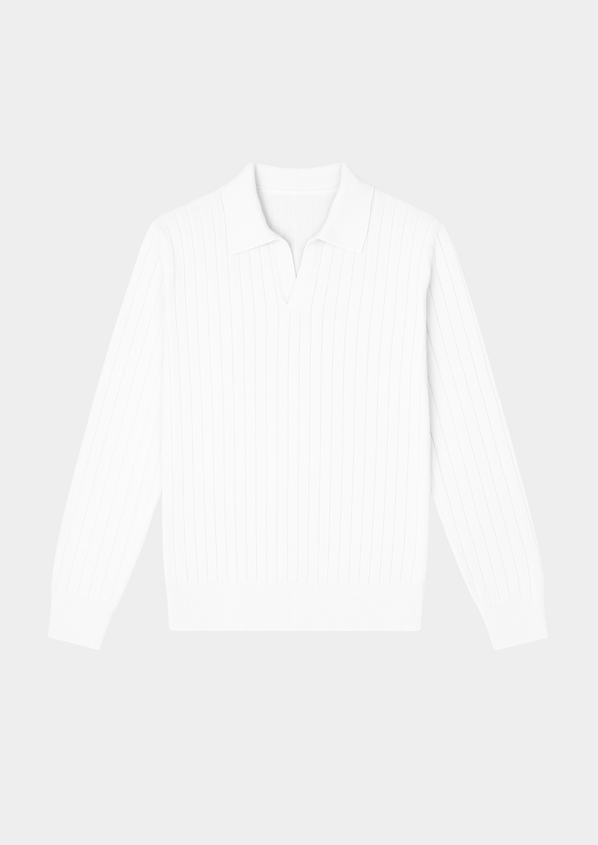 White Buttonless Ribbed Polo | Solmar