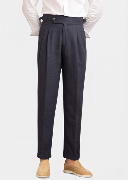 Napoli Pleated Coastal Trousers - Navy Blue | Solmar