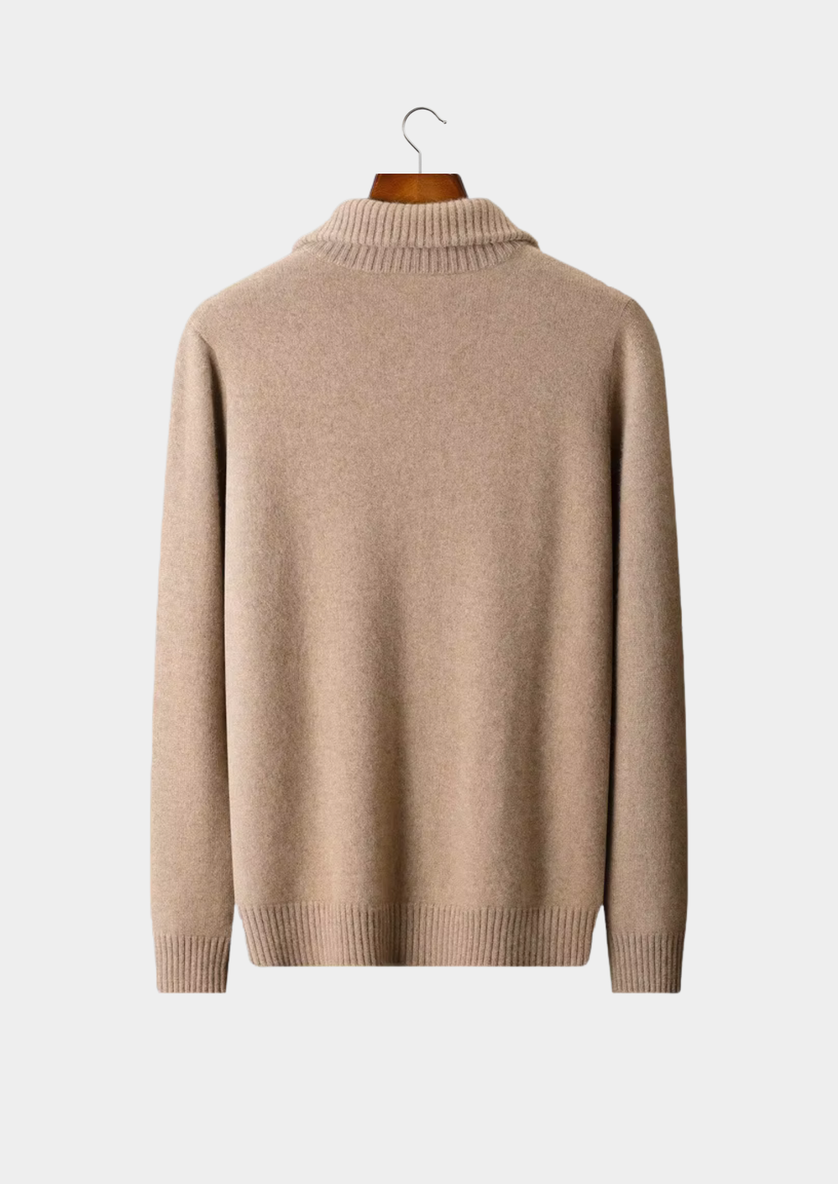 Pure Cashmere Beige Funnel Neck Cardigan | Solmar