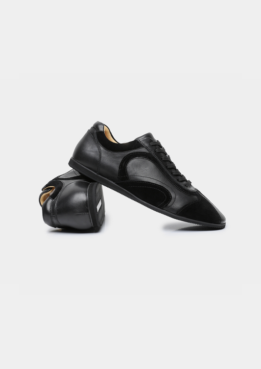Black Retro Hybrid Suede Leather Runner | Solmar