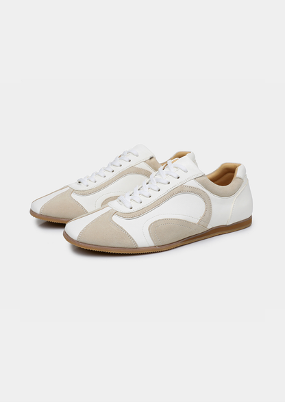 White Retro Hybrid Suede Leather Runner | Solmar