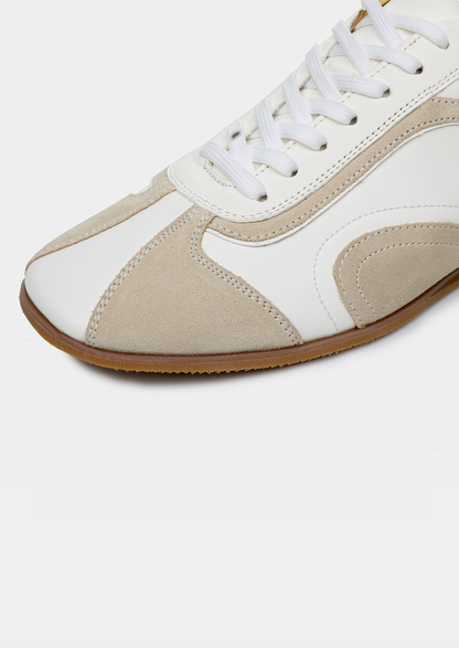 White Retro Hybrid Suede Leather Runner | Solmar