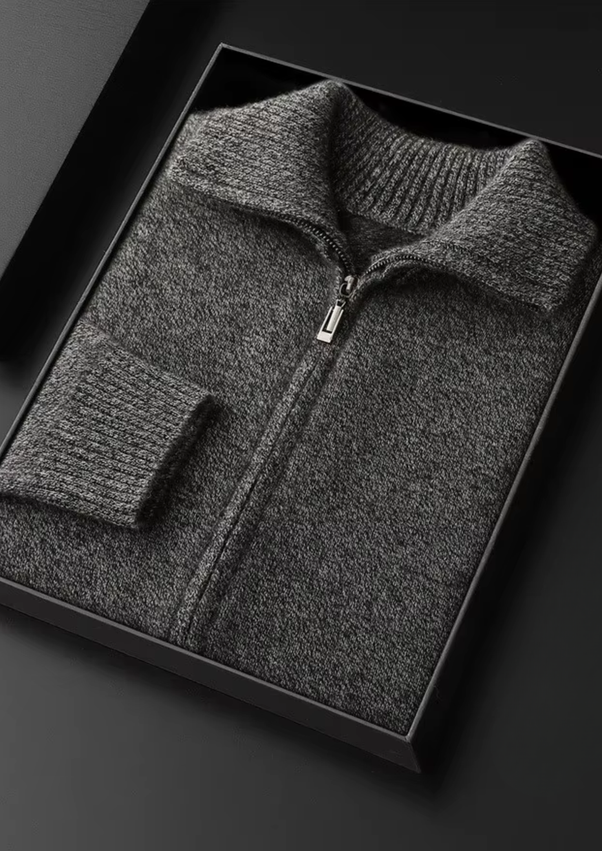 Pure Cashmere Heather Gray Funnel Neck Cardigan | Solmar