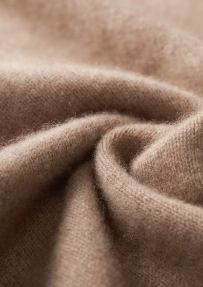Pure Cashmere Beige Funnel Neck Cardigan | Solmar
