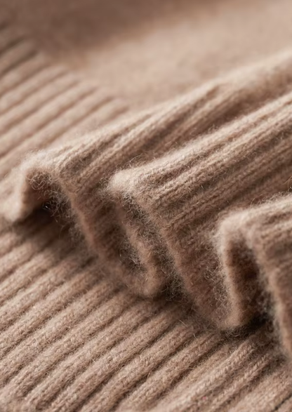 Pure Cashmere Beige Funnel Neck Cardigan | Solmar