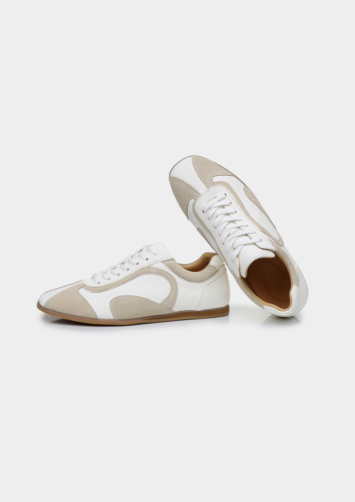 White Retro Hybrid Suede Leather Runner | Solmar