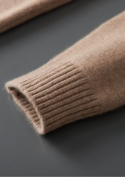 Pure Cashmere Beige Funnel Neck Cardigan | Solmar