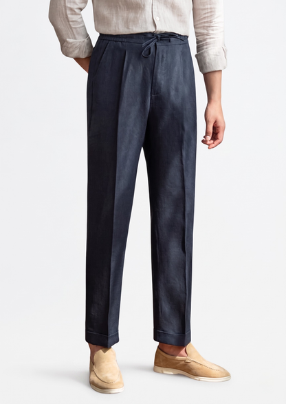 Drawstring Coastal Trousers - Navy Blue | Solmar
