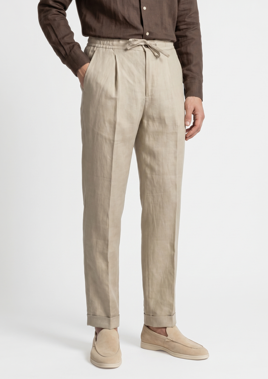 Drawstring Coastal Trousers - Sand | Solmar