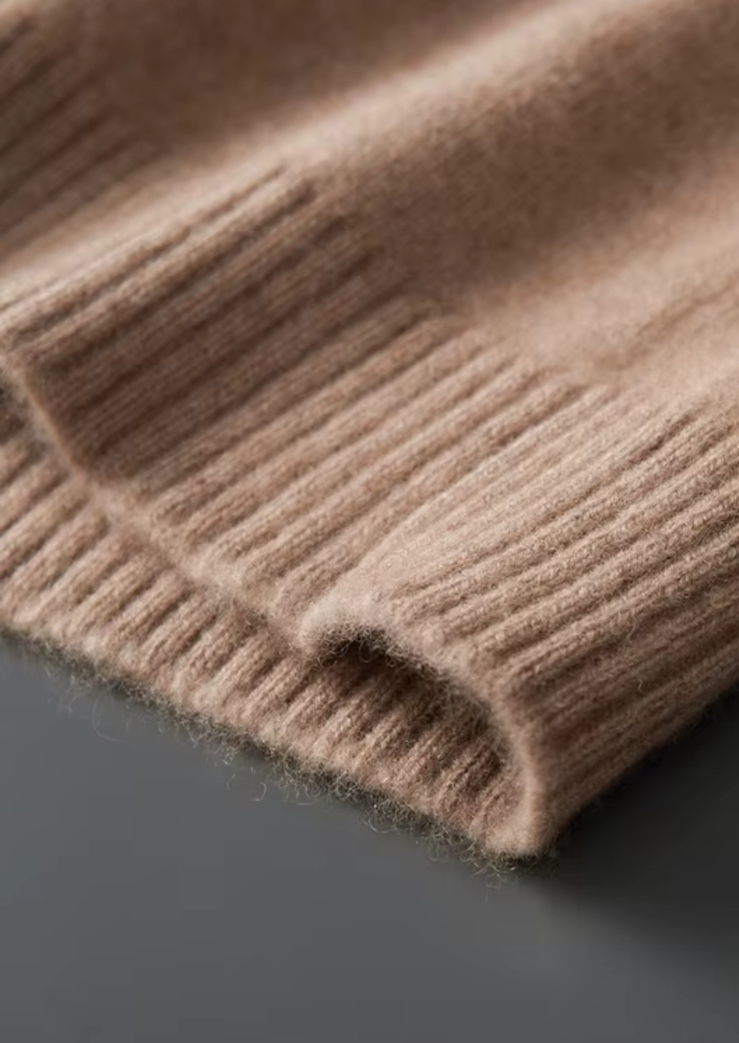 Pure Cashmere Beige Funnel Neck Cardigan | Solmar