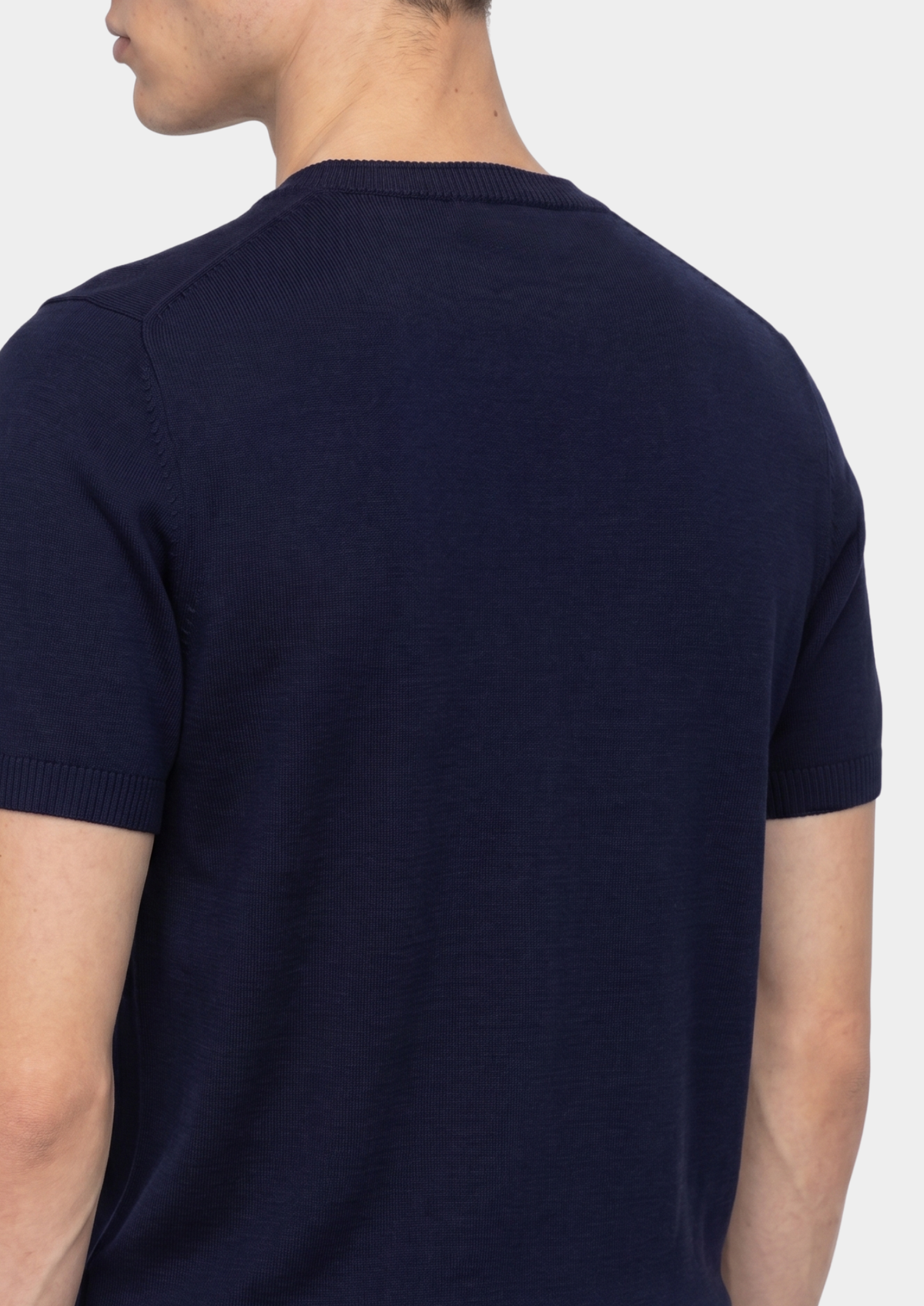 Essential Navy Blue Knitted Crewneck T-Shirt | Solmar