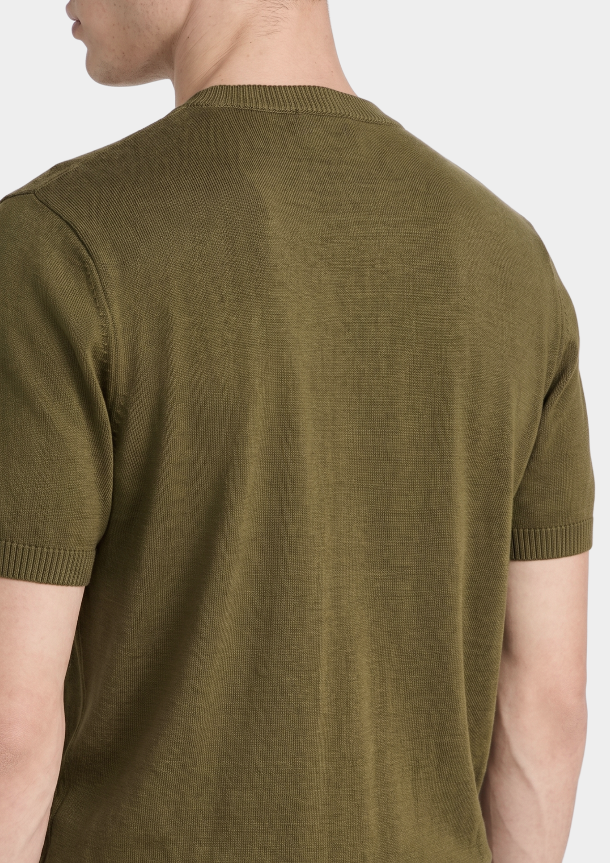 Essential Olive Knitted Crewneck T-Shirt | Solmar