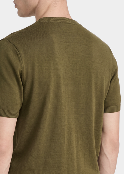 Essential Olive Knitted Crewneck T-Shirt | Solmar