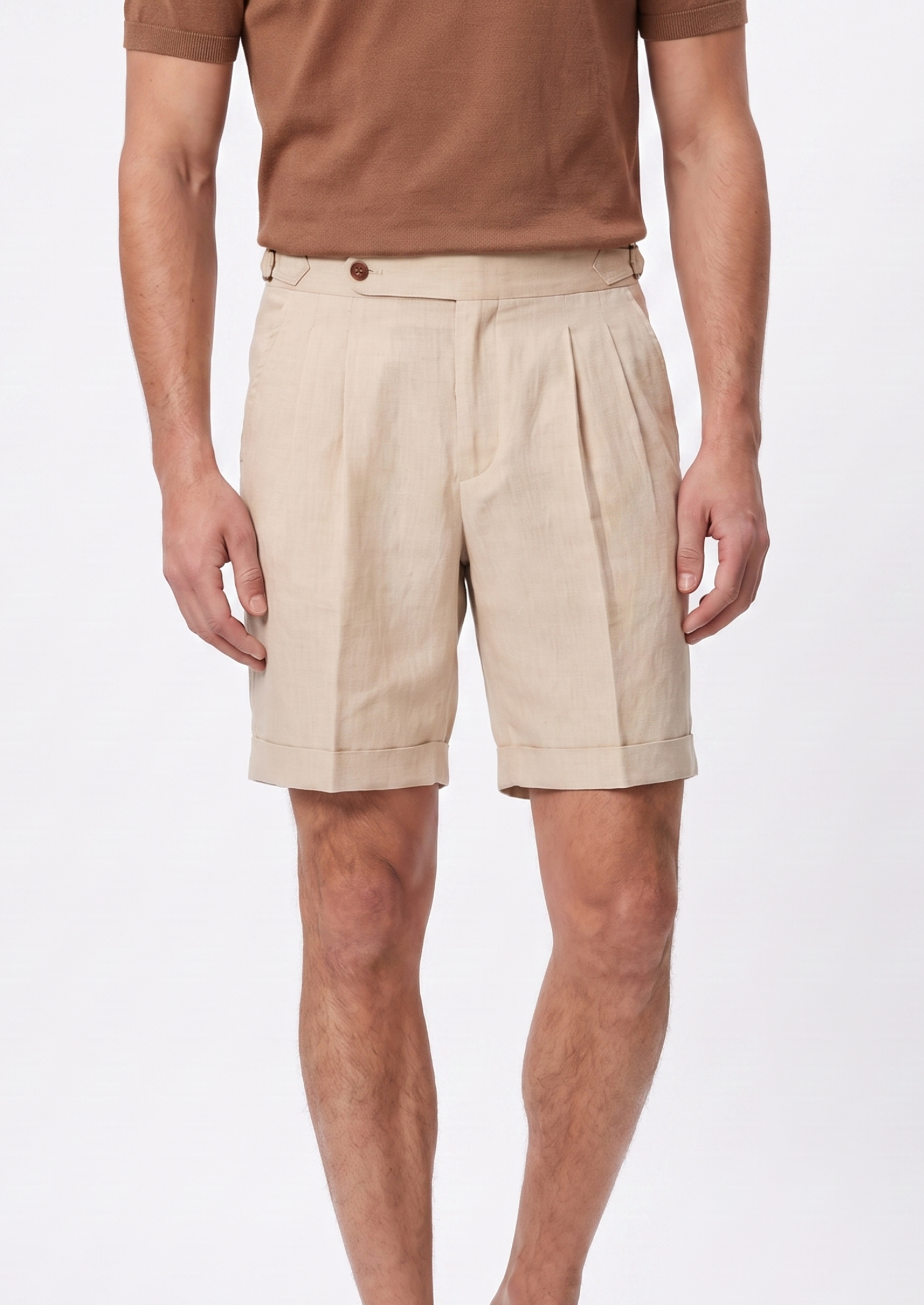 Sand Pleated Linen Seaside Shorts | Solmar