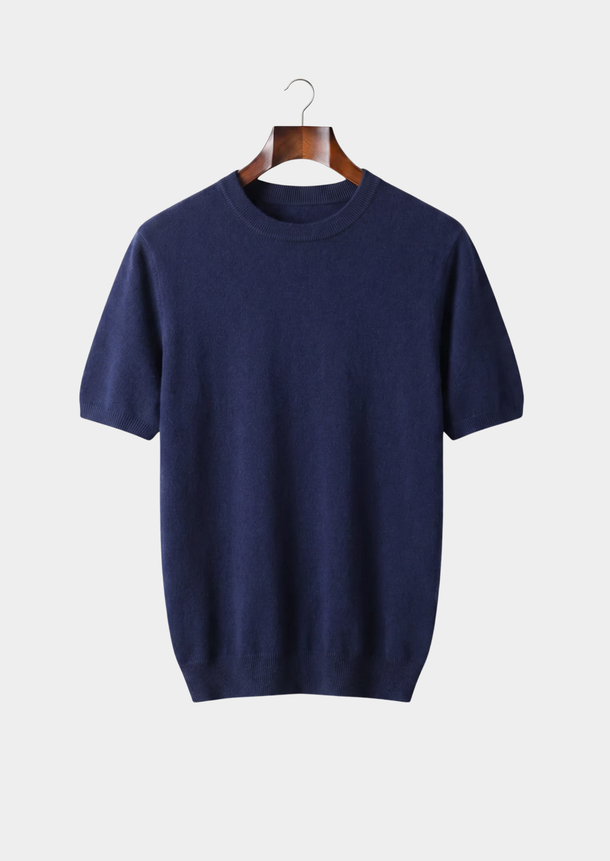 Premium Cashmere Classic Crewneck T-Shirt - Navy Blue | Solmar