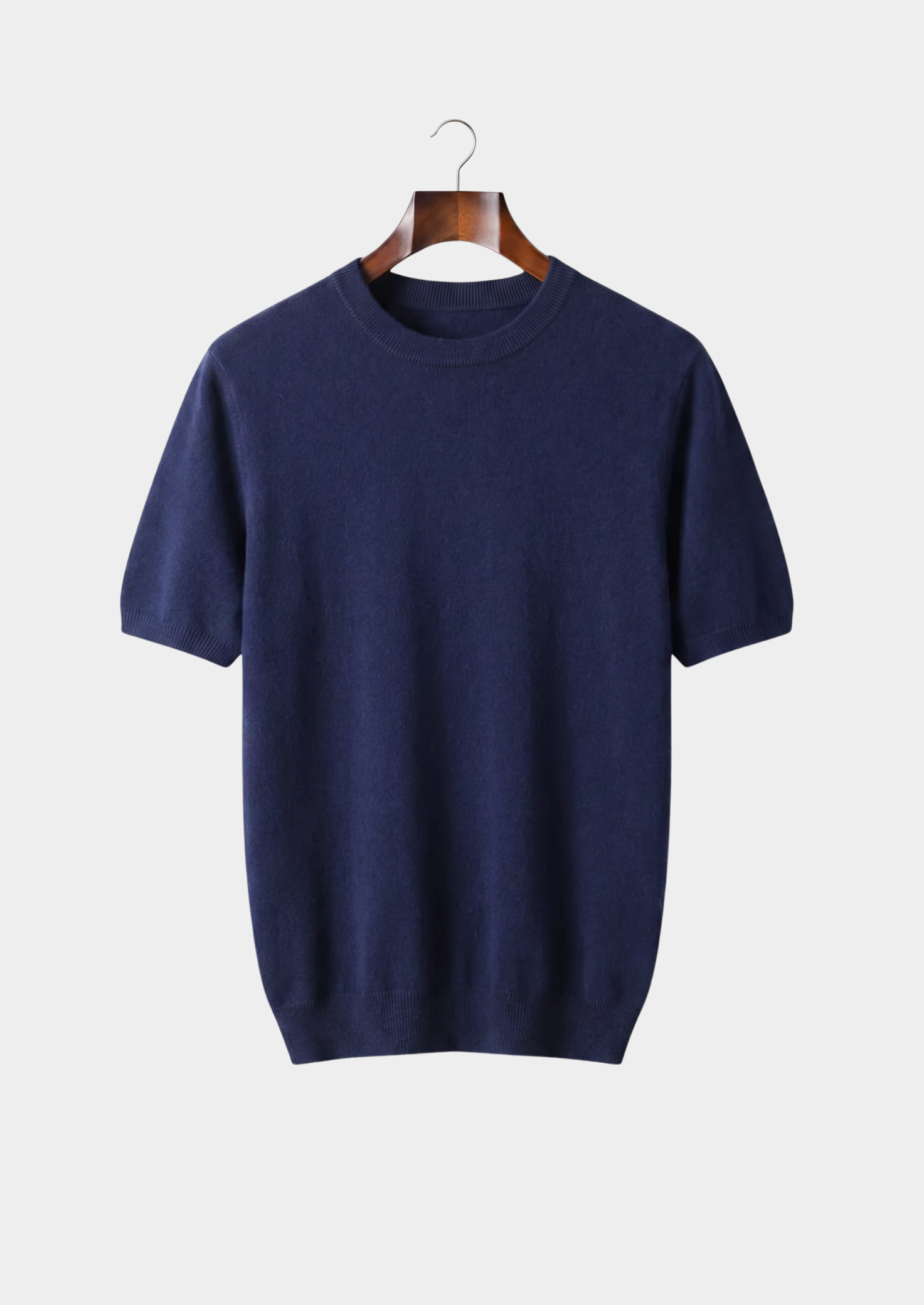 Premium Cashmere Classic Crewneck T-Shirt - Navy Blue | Solmar