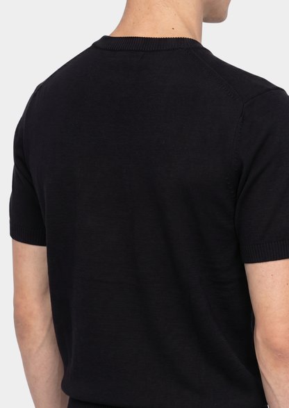 Essential Black Knitted Crewneck T-Shirt | Solmar