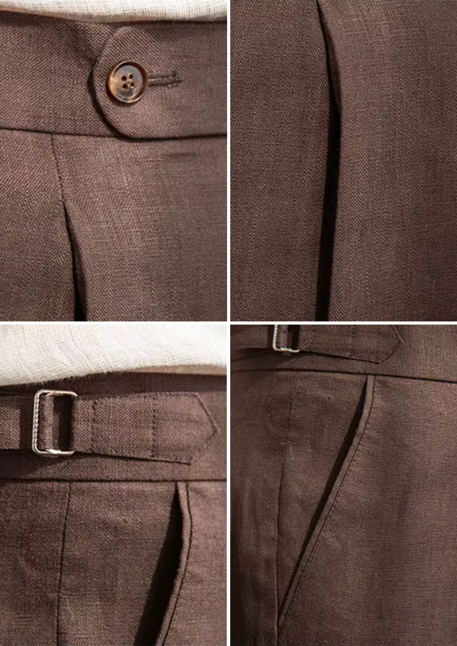 Tuscany Pleated Coastal Trousers - Dark Brown | Solmar