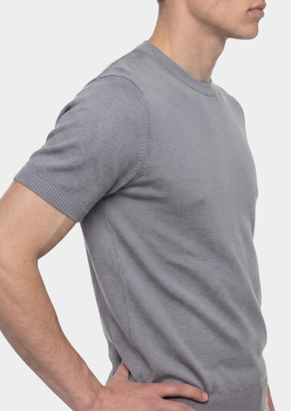 Essential Fog Gray Knitted Crewneck T-Shirt | Solmar