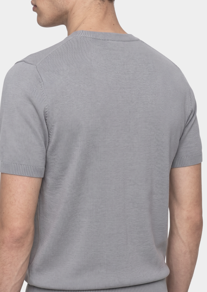 Essential Fog Gray Knitted Crewneck T-Shirt | Solmar