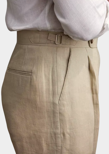 Tuscany Pleated Coastal Trousers - Sand | Solmar