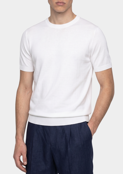 Essential White Knitted Crewneck T-Shirt | Solmar