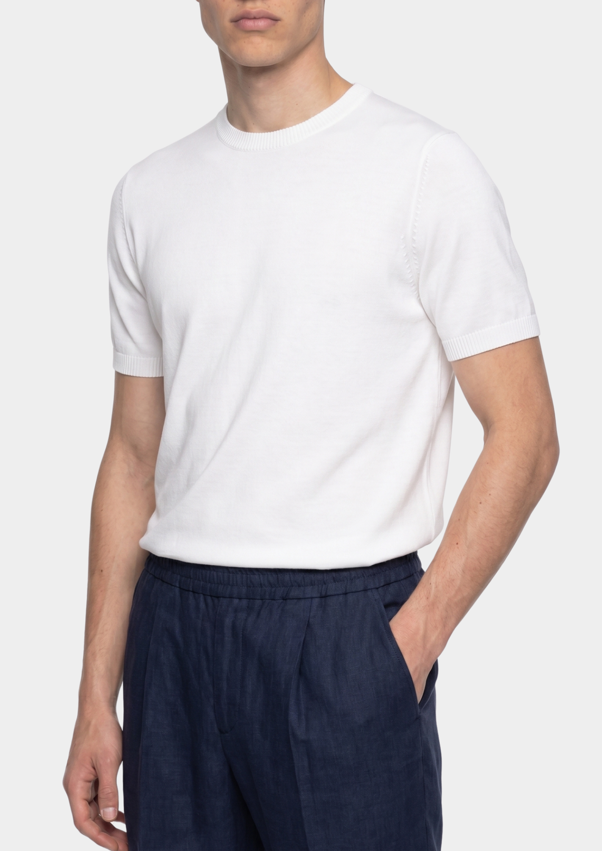 Essential White Knitted Crewneck T-Shirt | Solmar