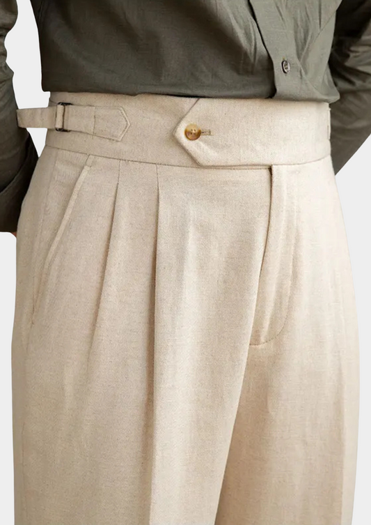 Napoli Pleated Coastal Trousers - Sand | Solmar