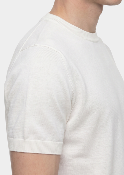 Essential White Knitted Crewneck T-Shirt | Solmar