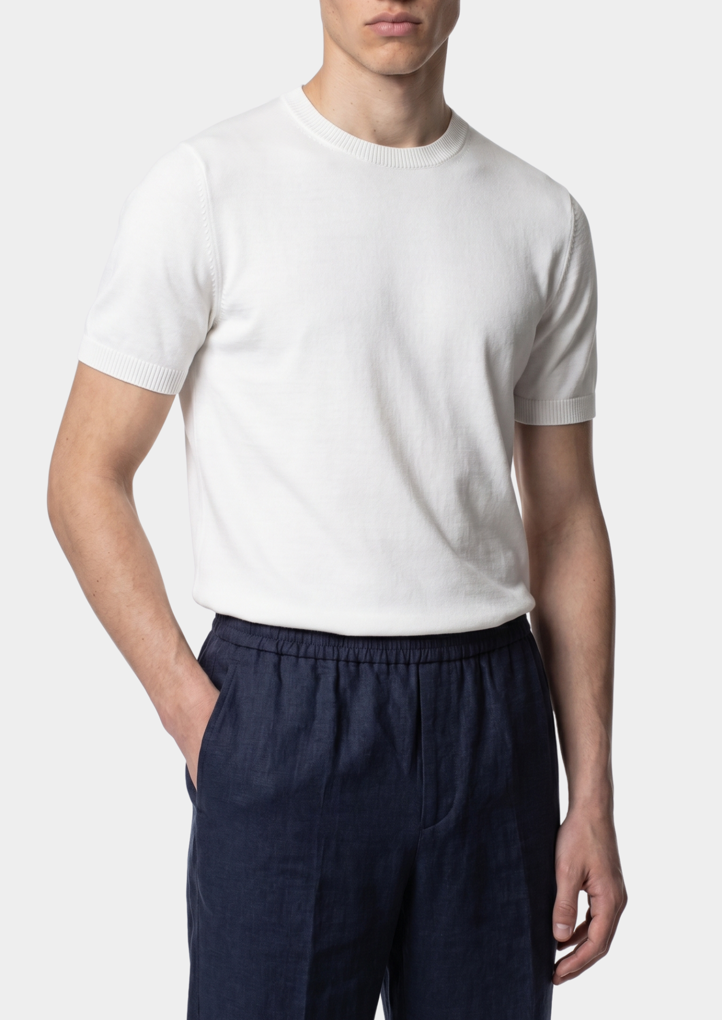 Essential White Knitted Crewneck T-Shirt | Solmar