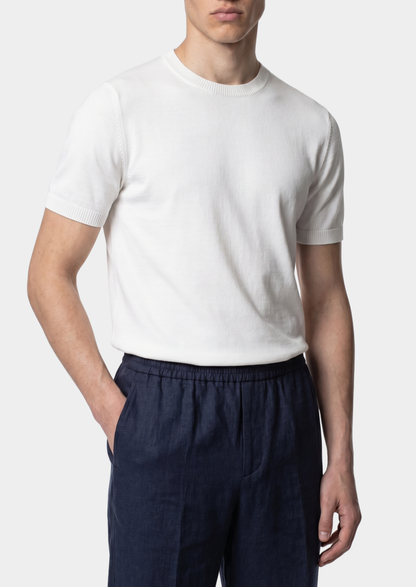 Essential White Knitted Crewneck T-Shirt | Solmar