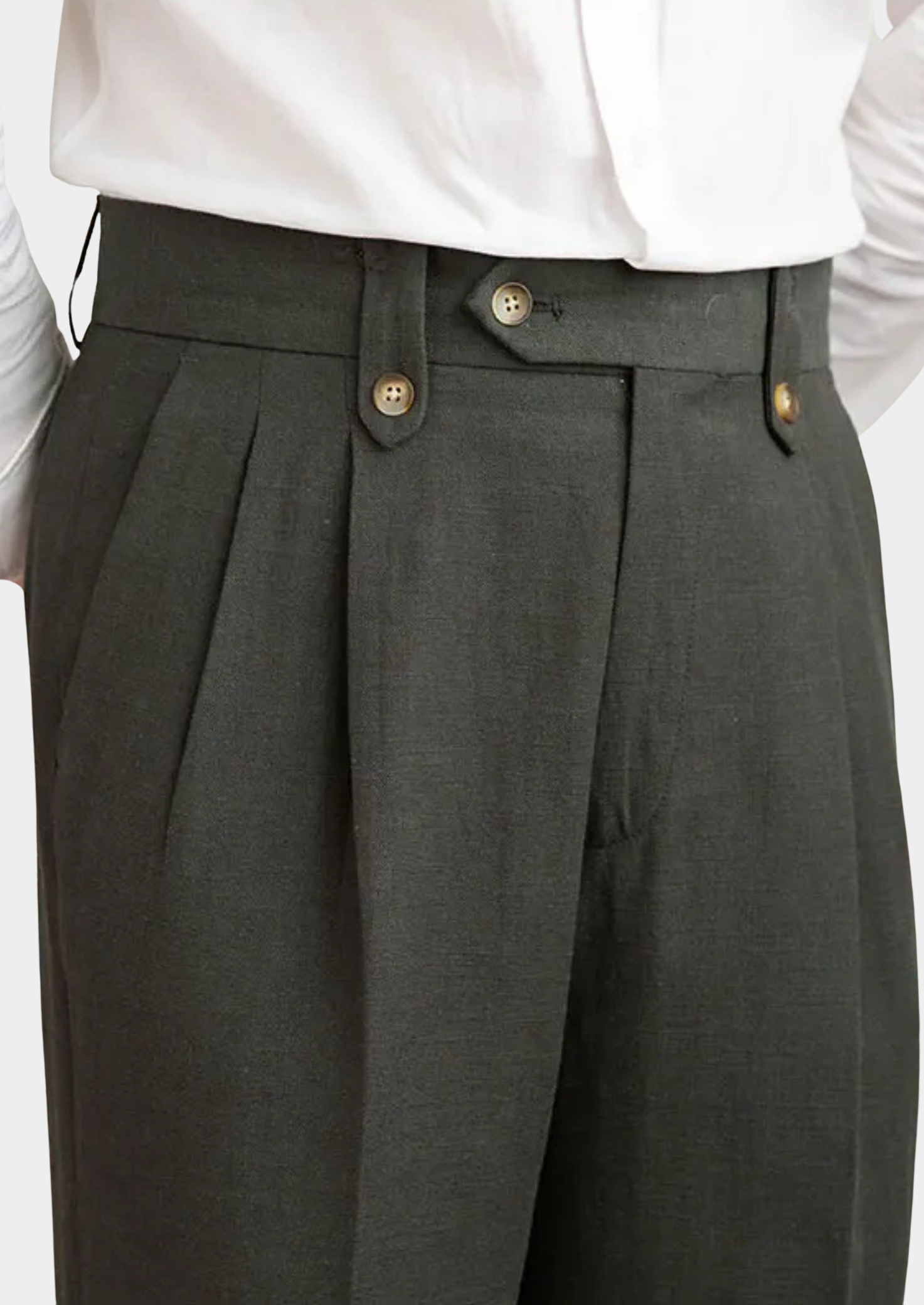 Cagliari Pleated Coastal Trousers - Olive | Solmar