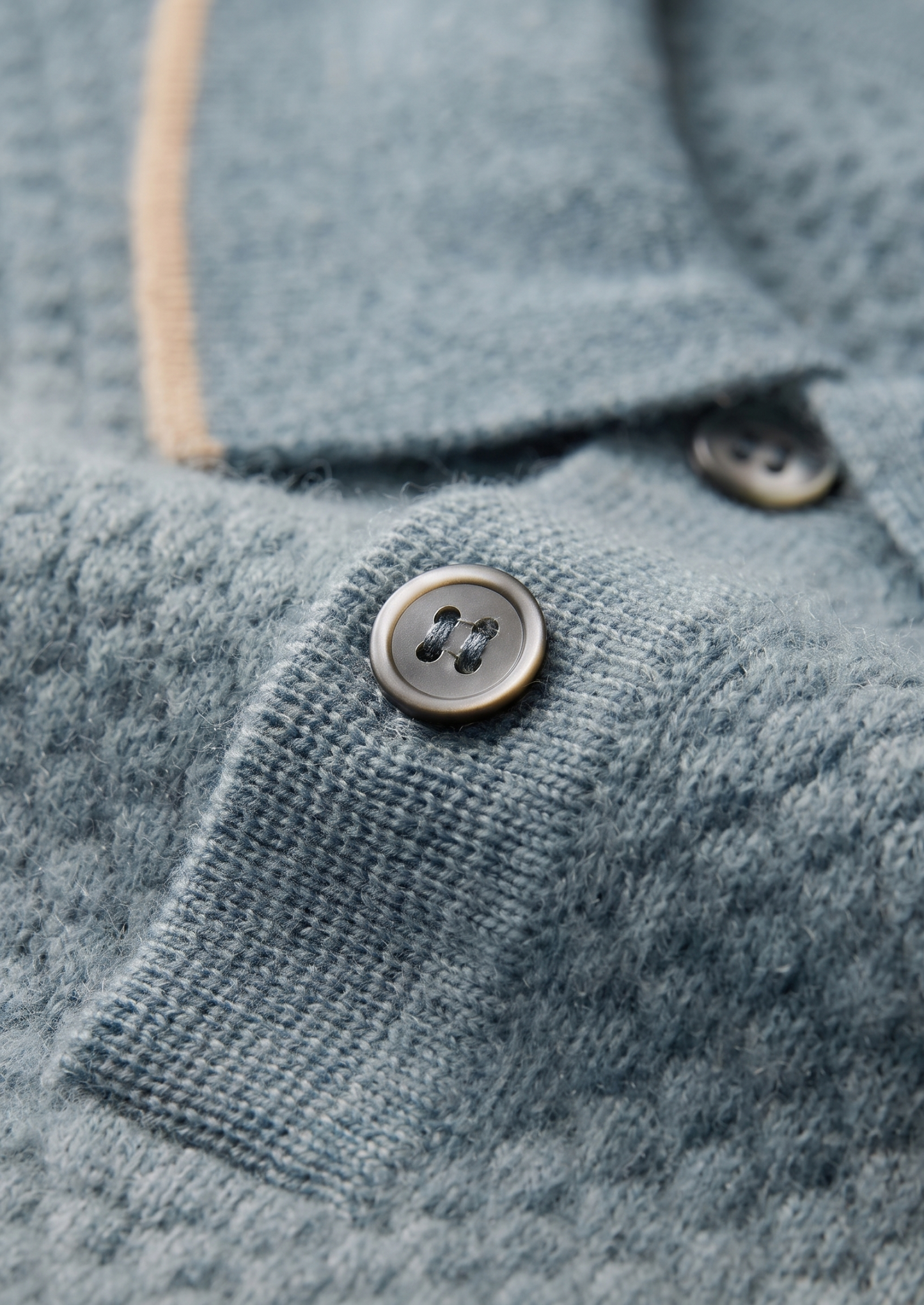 Premium Cashmere Sea Blue Two-Tone Polo | Solmar