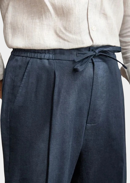 Drawstring Coastal Trousers - Navy Blue | Solmar
