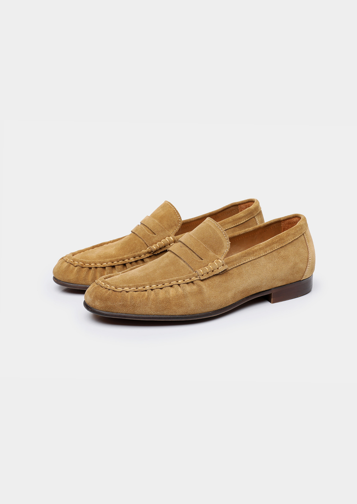 Mocasines Penny Clásicos de Ante Caramelo