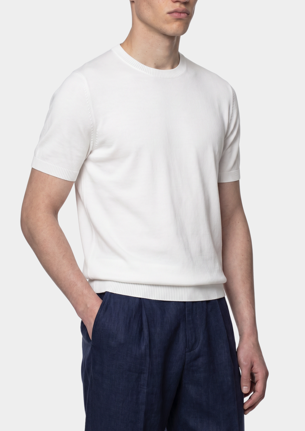 Essential White Knitted Crewneck T-Shirt | Solmar