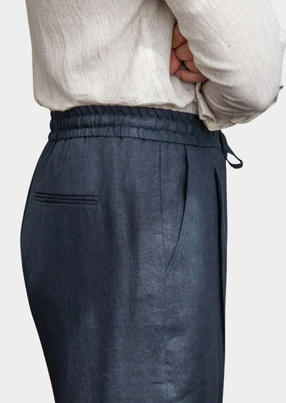 Drawstring Coastal Trousers - Navy Blue | Solmar