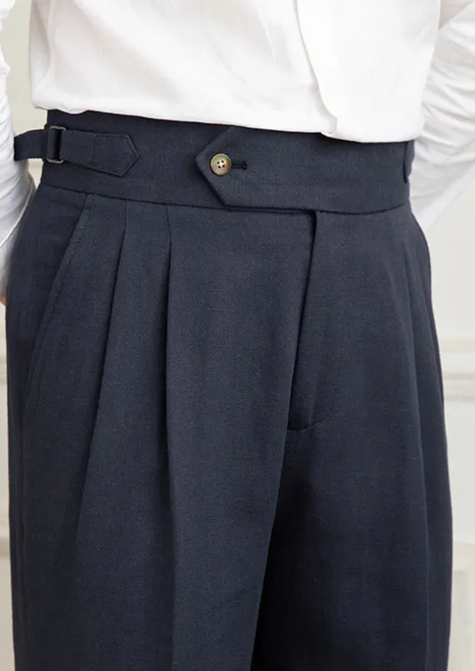 Napoli Pleated Coastal Trousers - Navy Blue | Solmar