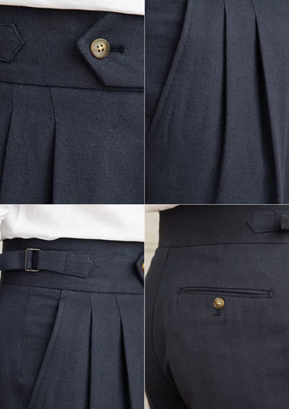 Napoli Pleated Coastal Trousers - Navy Blue | Solmar