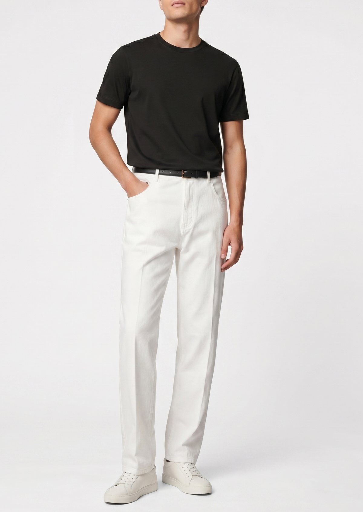 Essential White Straight Leg Denim Trousers | Solmar