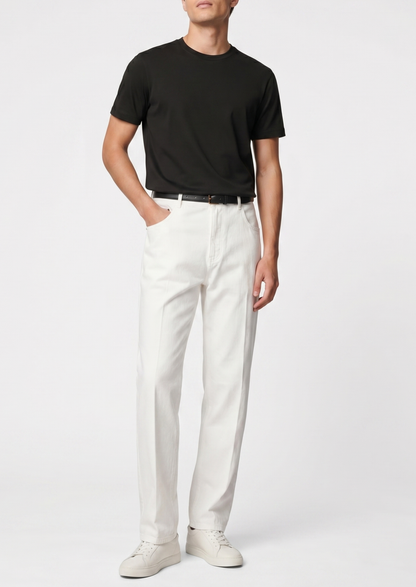 Essential White Straight Leg Denim Trousers | Solmar