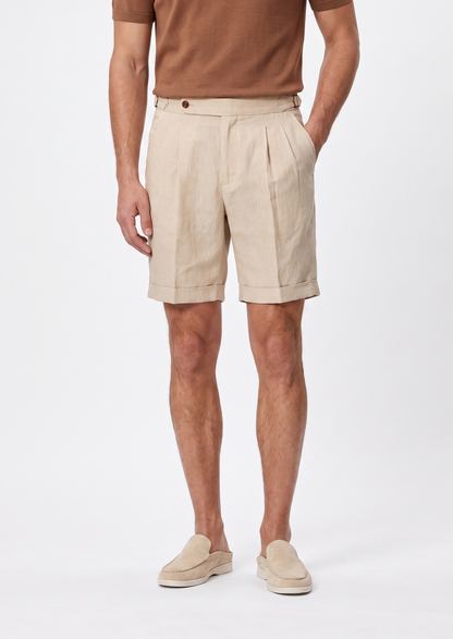 Sand Pleated Linen Seaside Shorts | Solmar