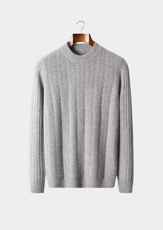 Pure Extra-Fine Merino Wool Herringbone Crewneck | Solmar