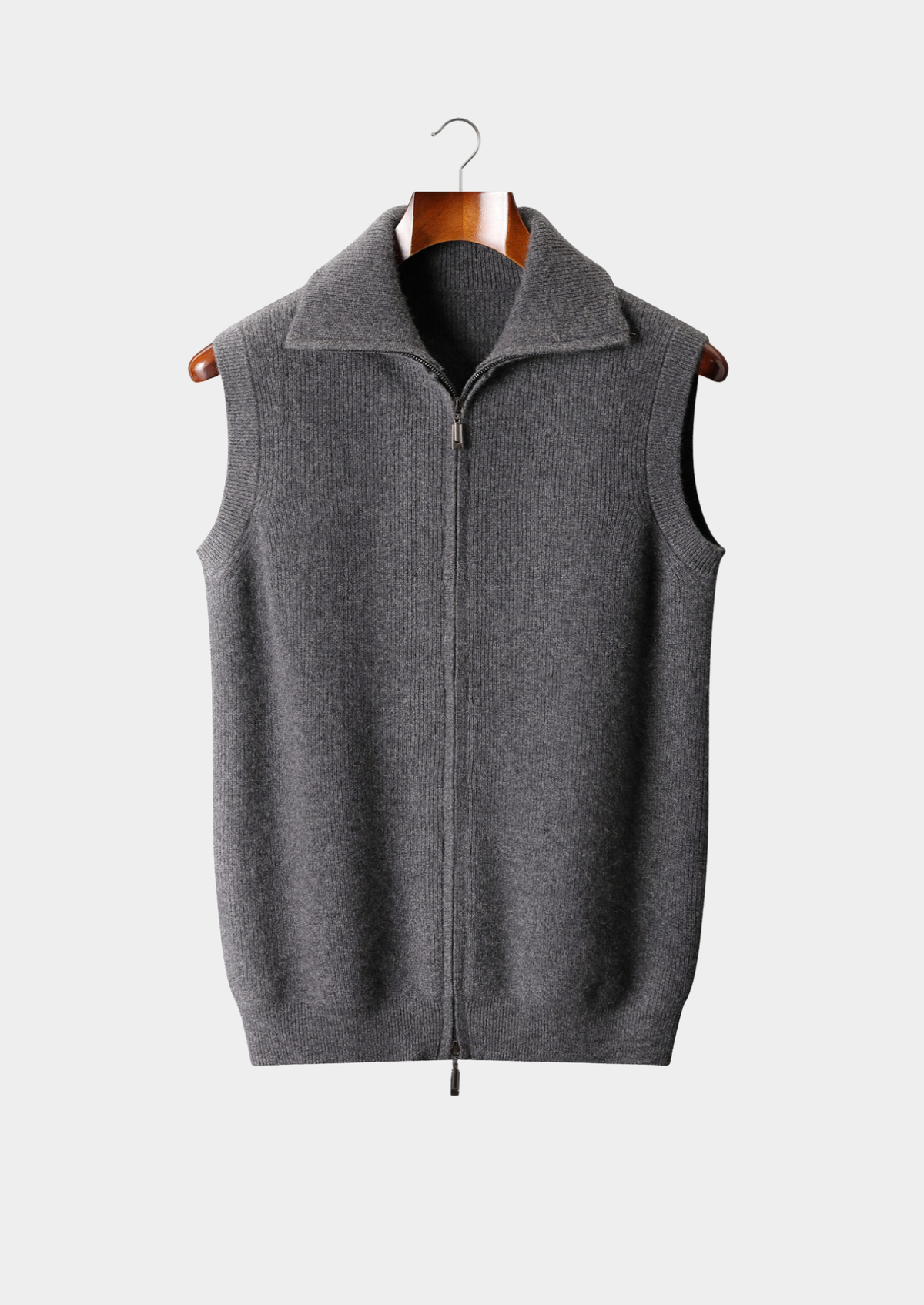 Pure Cashmere Dark Gray Body Warmer Vest | Solmar