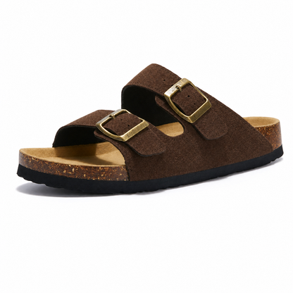 Maibulun Suede Arizona Sandals - Dark Brown | Solmar
