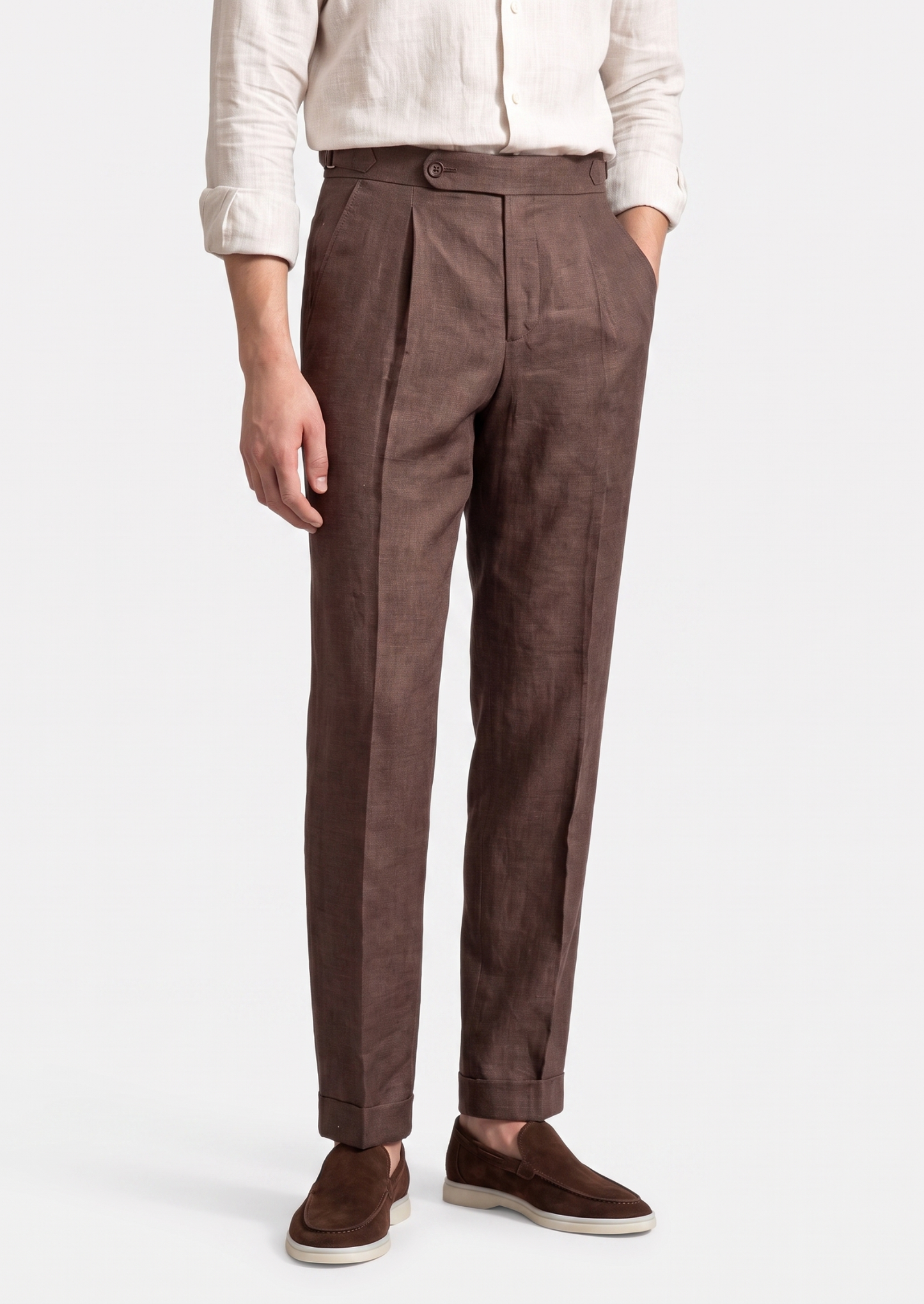 Tuscany Pleated Coastal Trousers - Dark Brown | Solmar