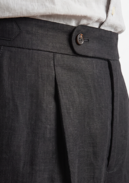 Tuscany Pleated Coastal Trousers - Black | Solmar