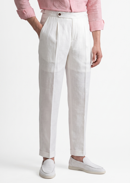 Tuscany Pleated Coastal Trousers - White | Solmar